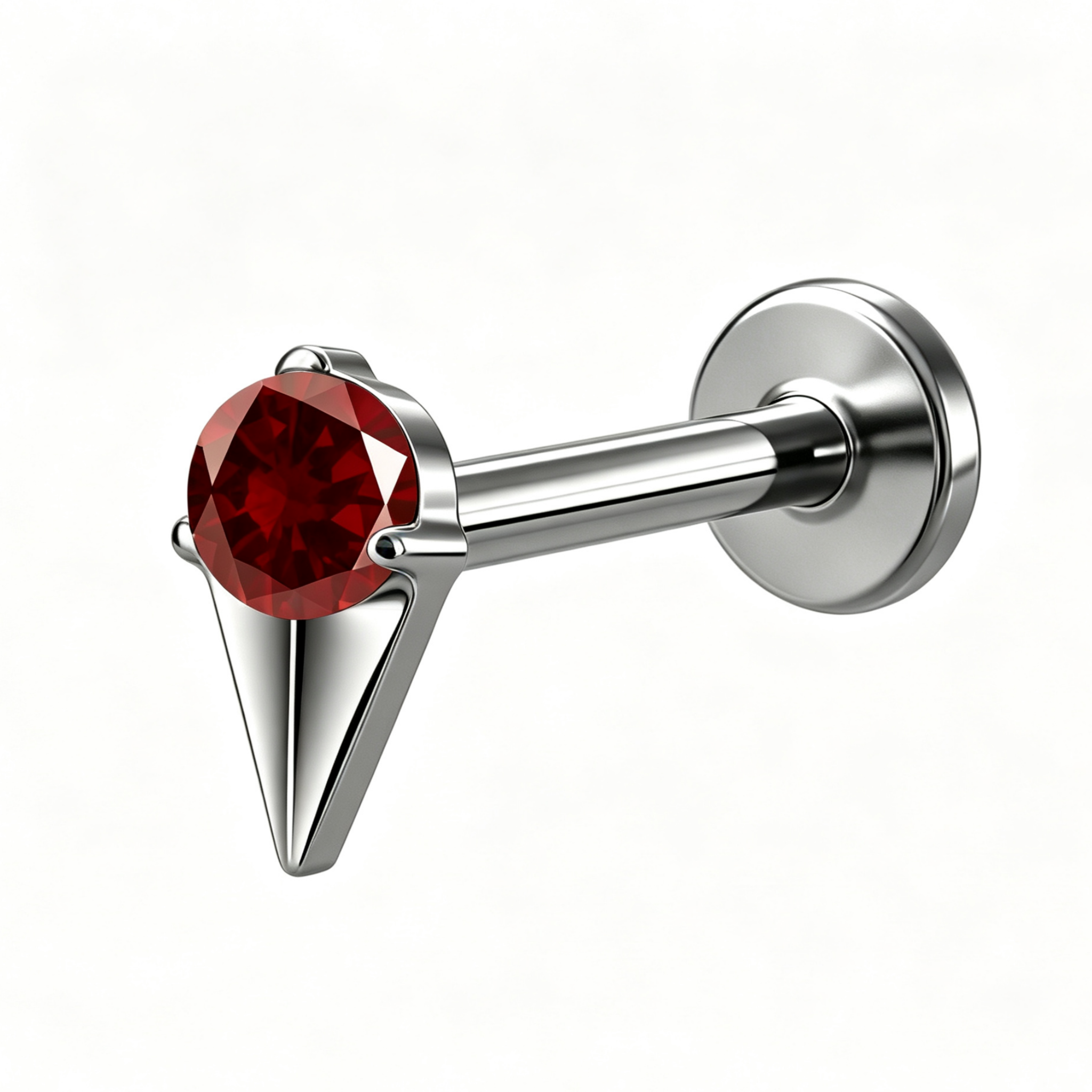 Raw Titanium + Red CZ
